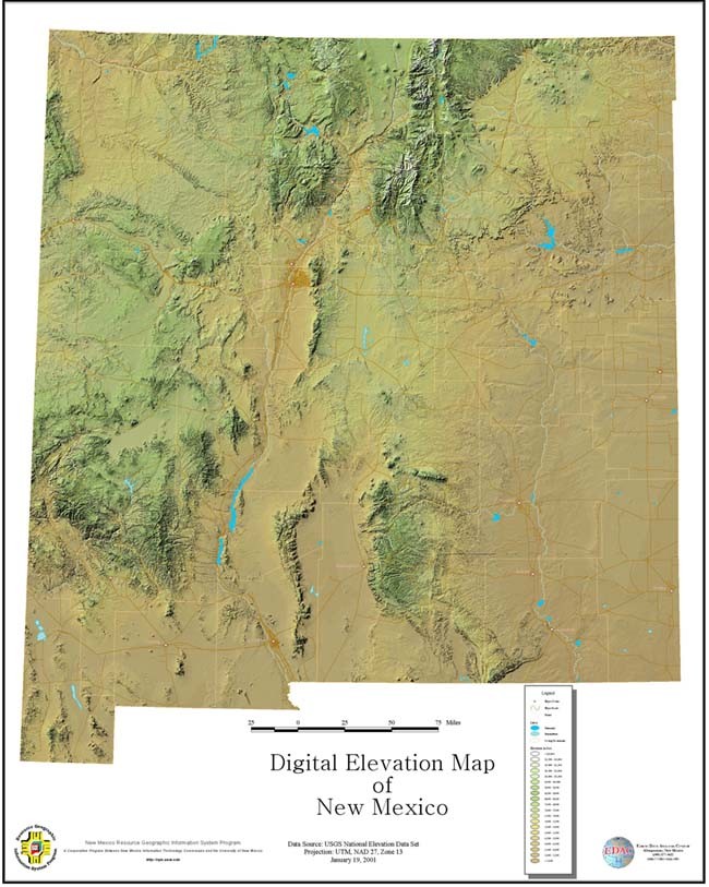 New Mexico Dem Map Sample Map Earth Data Analysis Center